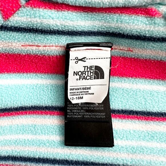 The North Face Atomic Pink Stripe Reversible Fleece Breezeway Hooded Jacket Baby - Picture 12 of 14